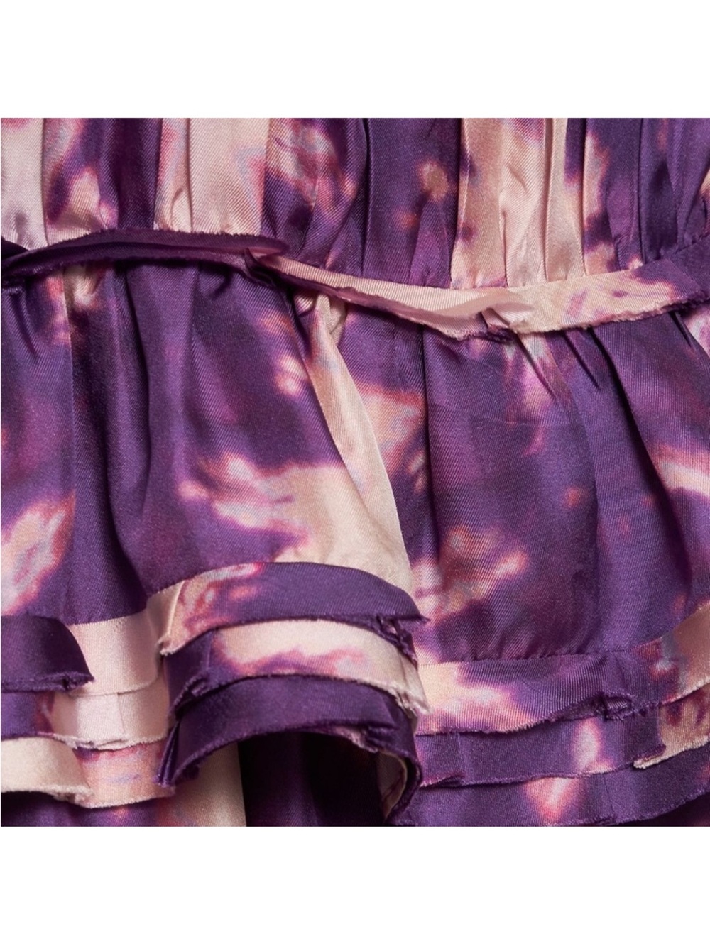 Ulla Johnson Emery Silk Ruffle Long Sleeve Mini Dress Purple Cassis Blur 0 NWOT - Picture 6 of 15